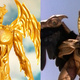 A la derecha el viejo Goldar de la serie de los Power Rangers, a la izquierda algo que no sabemos qué es.